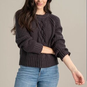 United by Blue Recycled Cotton Cable Crew Sweater | Size XL | Color: Bark
